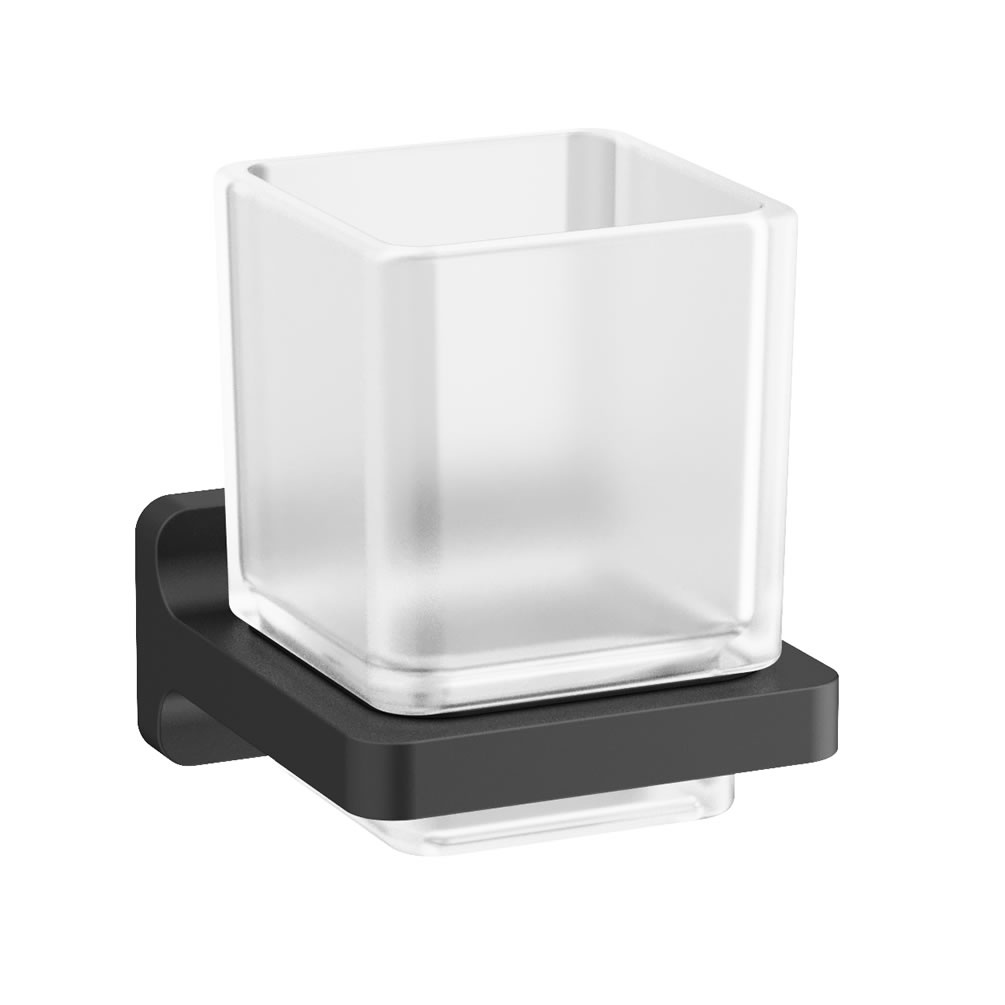 Cutout image of Crosswater Rotar Matt Black Tumbler Holder